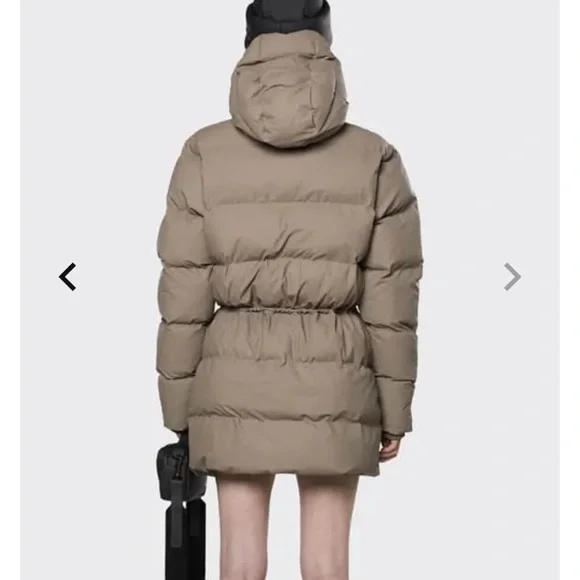 NWT- Oversized Rains Women's Waterproof Hooded Drawstring Puffer Coat UNISEX - Picture 6 of 11